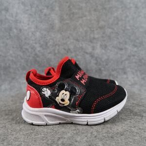 Disney Mickey Mouse Shoes Baby Toddler 6 Sneakers Slip On Character Black Red